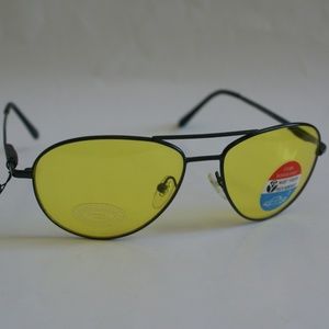 NWT Sports Aviator Night Driving shooting Yellow polycarbonate sunglasses